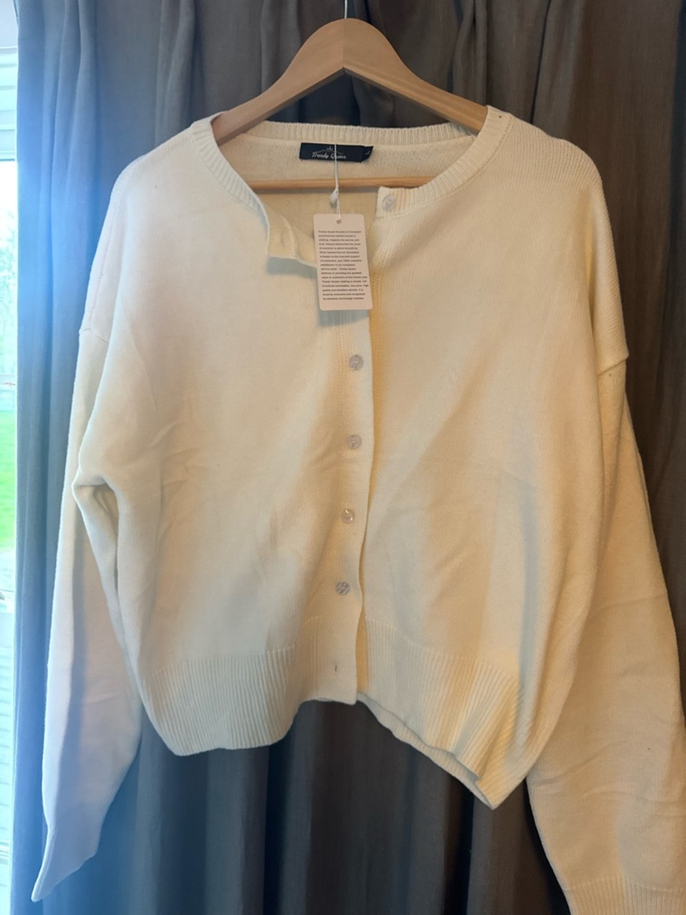 Girls' Cream Button-Front Cardigan Sweater